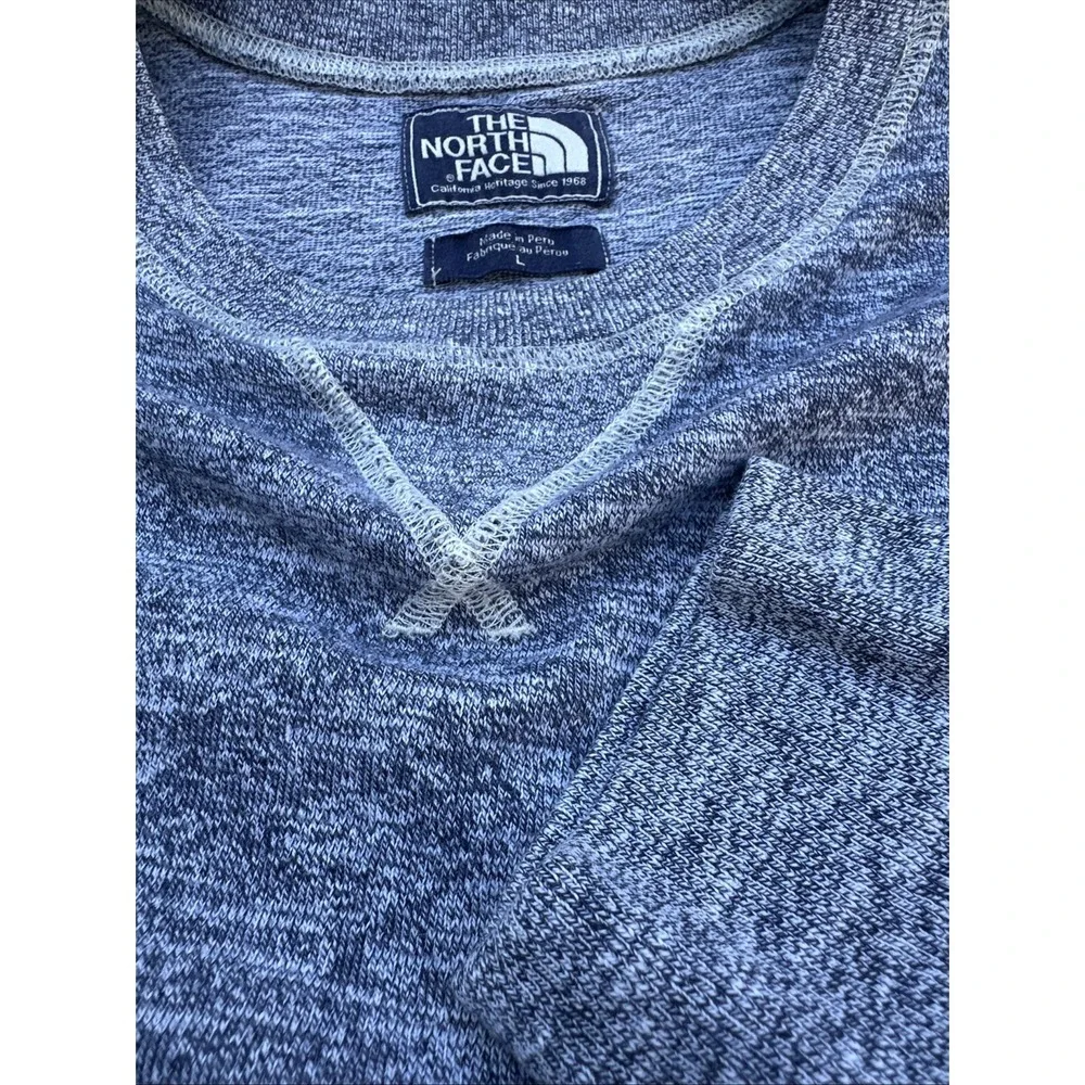 Vintage The North Face Pullover Size L Sweatshirt Heavy Cotton Blue Long Sleeved